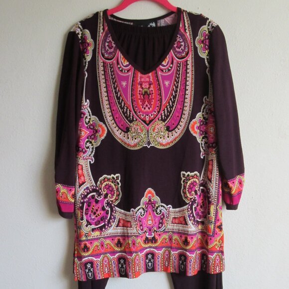 Carolyn Strauss Studios Two-Piece Purple Tunic Top and Pants set in Size… - Picture 1 of 6